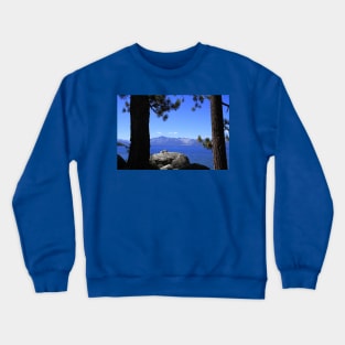 Lake Tahoe California with trees and blue water Crewneck Sweatshirt